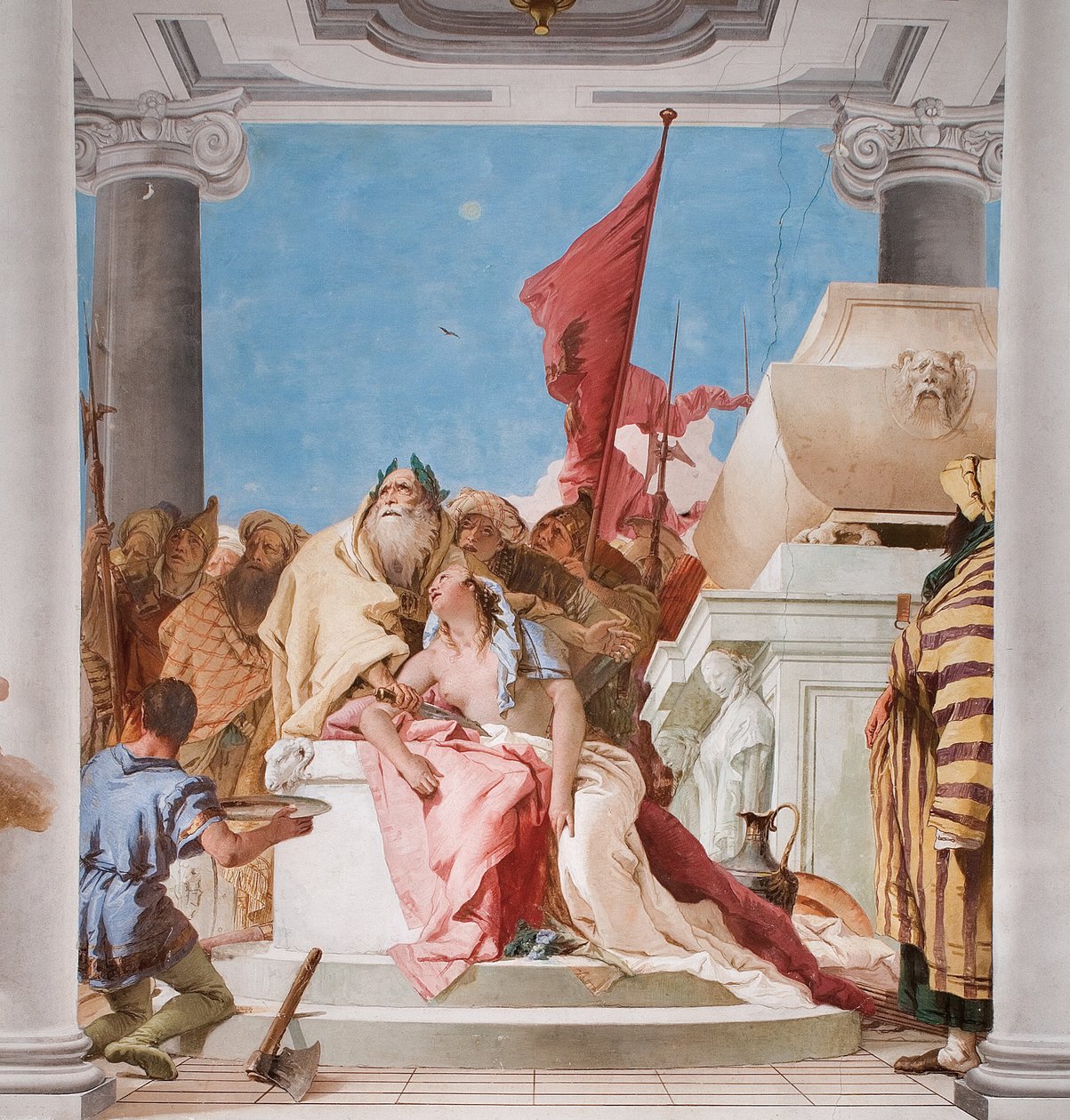Detalj från The Sacrifice of Iphigenia, från entréhallen i Palazzina, 1757 av Giovanni Battista Tiepolo