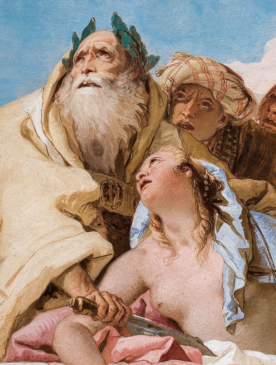 Detalj av Calchas och Iphigenia från The Sacrifice of Iphigenia, från entréhallen i Palazzina, 1757 av Giovanni Battista Tiepolo