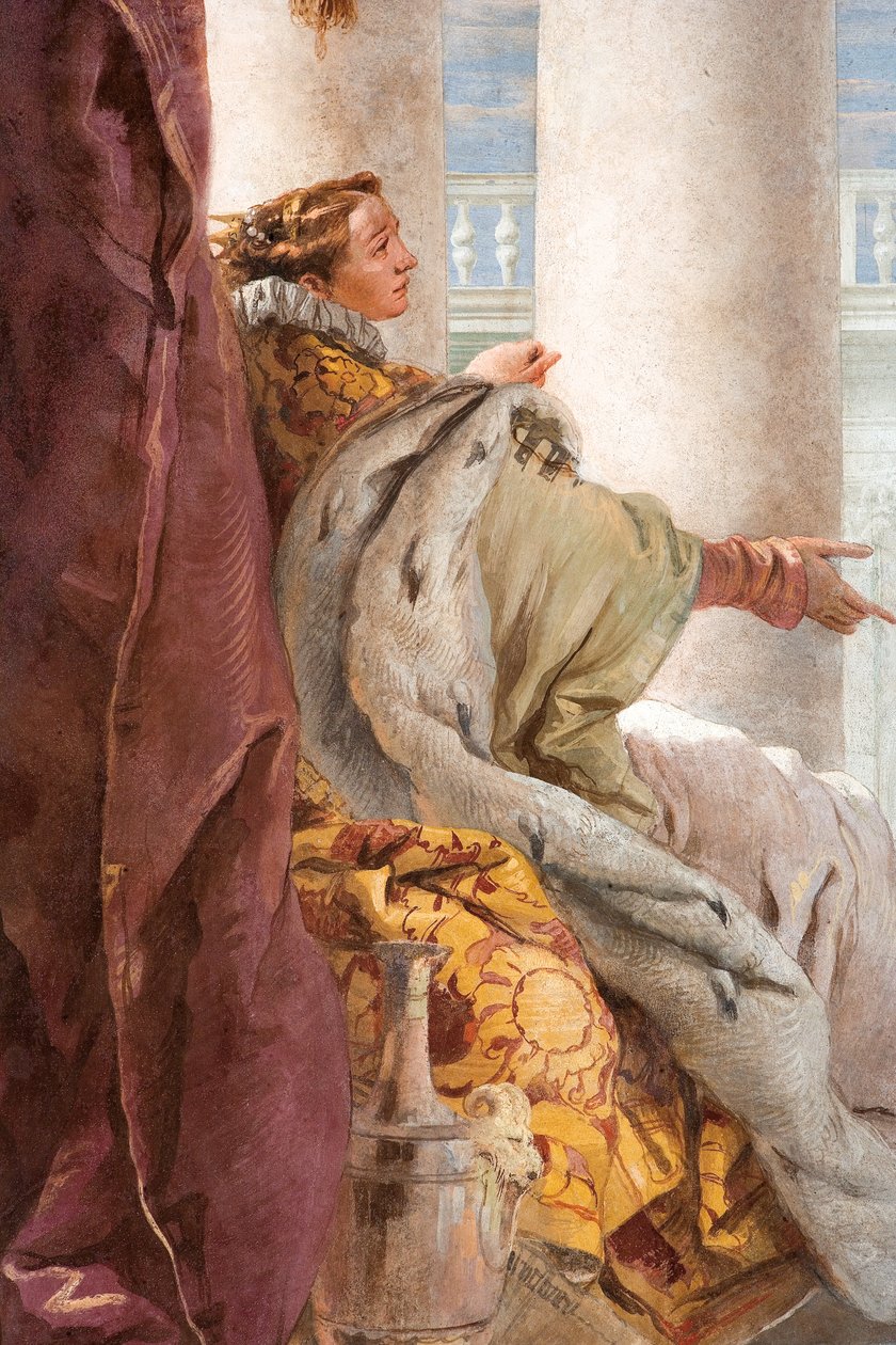 Detalj av Dido, från Aeneid presenterar Amor, förklädd till Ascanius, till Dido, från Aeneidens rum i Palazzina, 1757 av Giovanni Battista Tiepolo