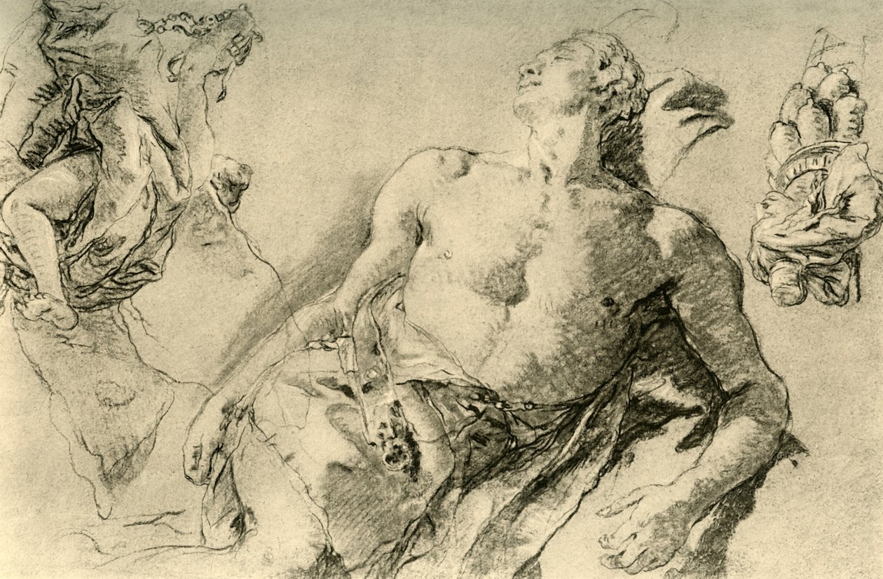 Detaljstudie för Hyacinten i Bückeburg., c1752, 1928 av Giovanni Battista Tiepolo