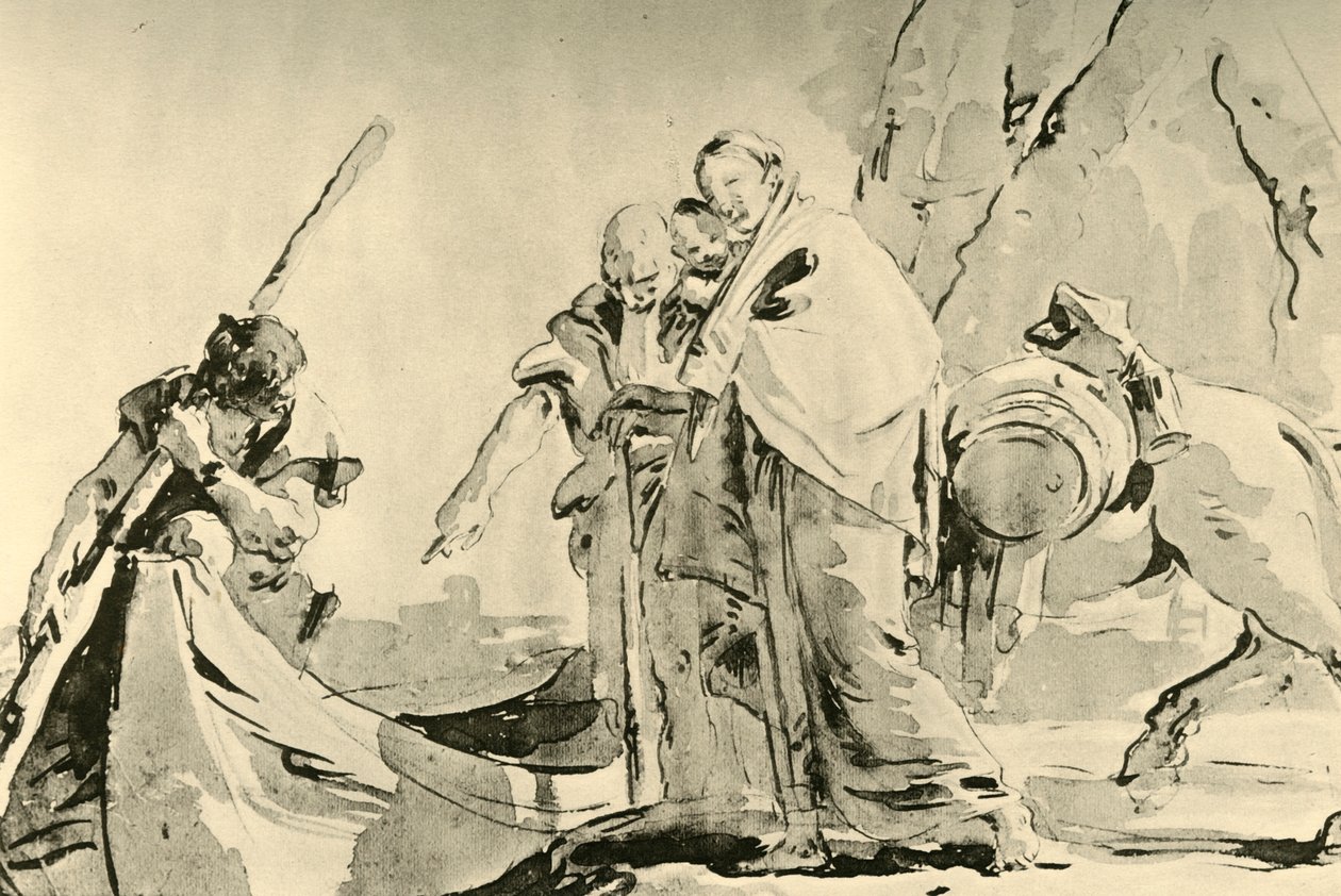 Flyg till Egypten, före 1752, 1928 av Giovanni Battista Tiepolo