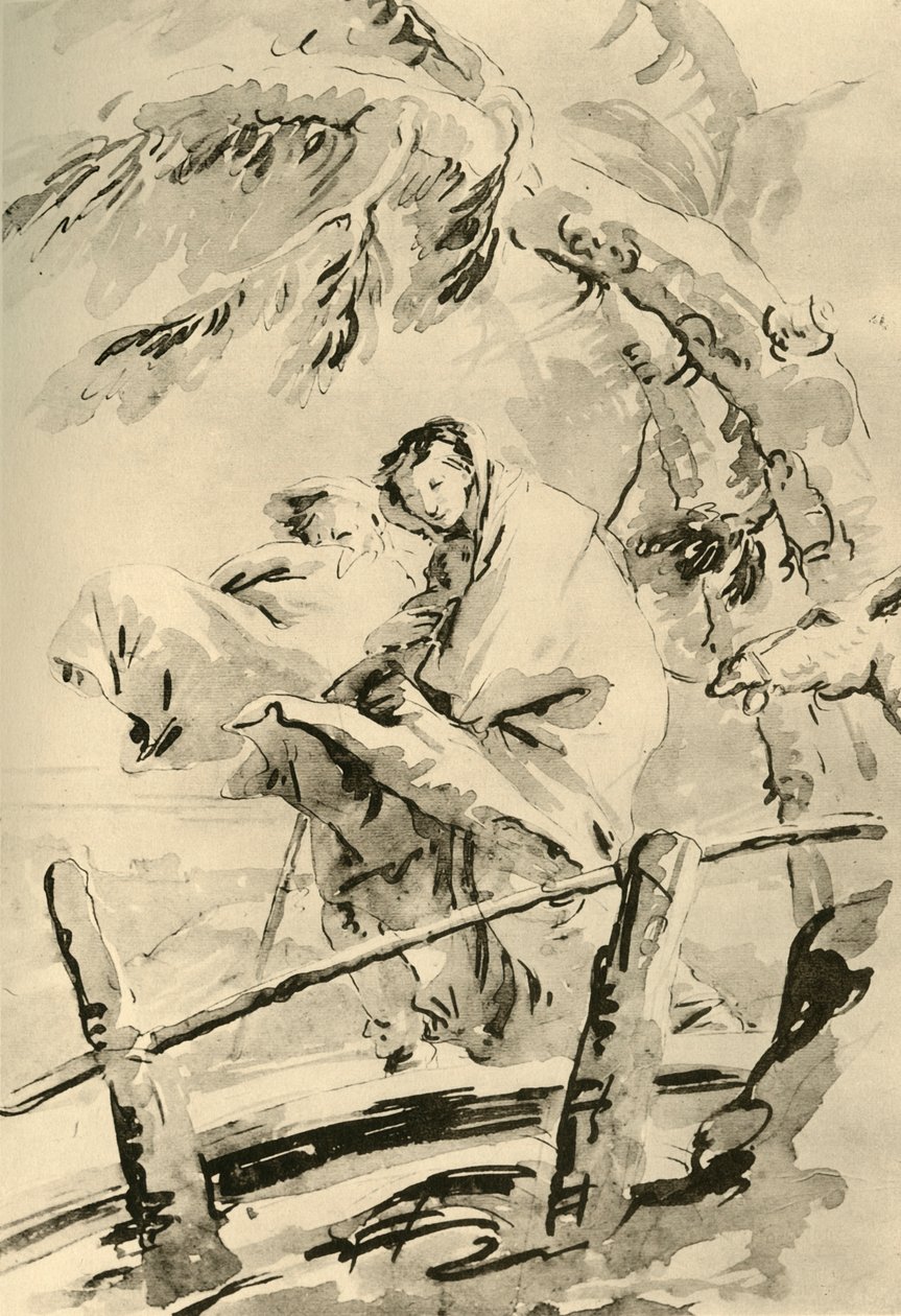Flyg till Egypten, före 1752, 1928 av Giovanni Battista Tiepolo