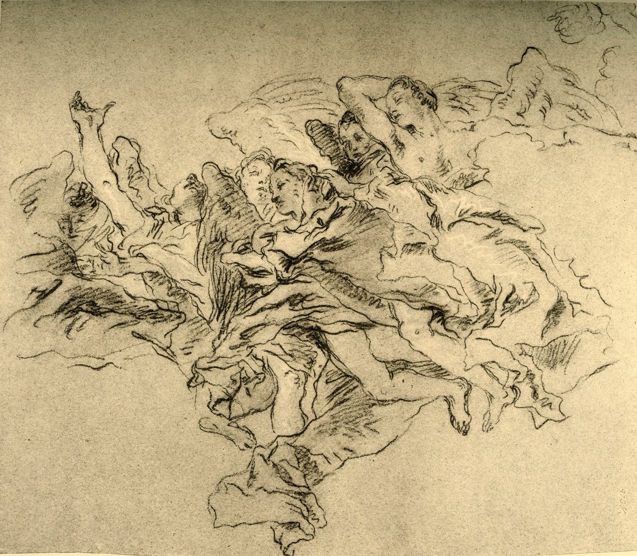 Grupp av svävande änglar, c1755, 1928 av Giovanni Battista Tiepolo