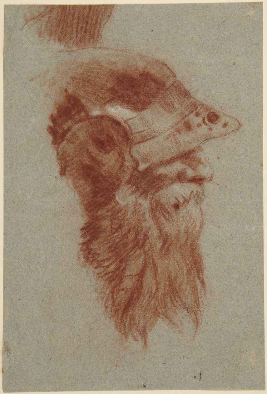 Huvudstudie av en skäggig soldat för Kaisersaal i Würzburg av Giovanni Battista Tiepolo