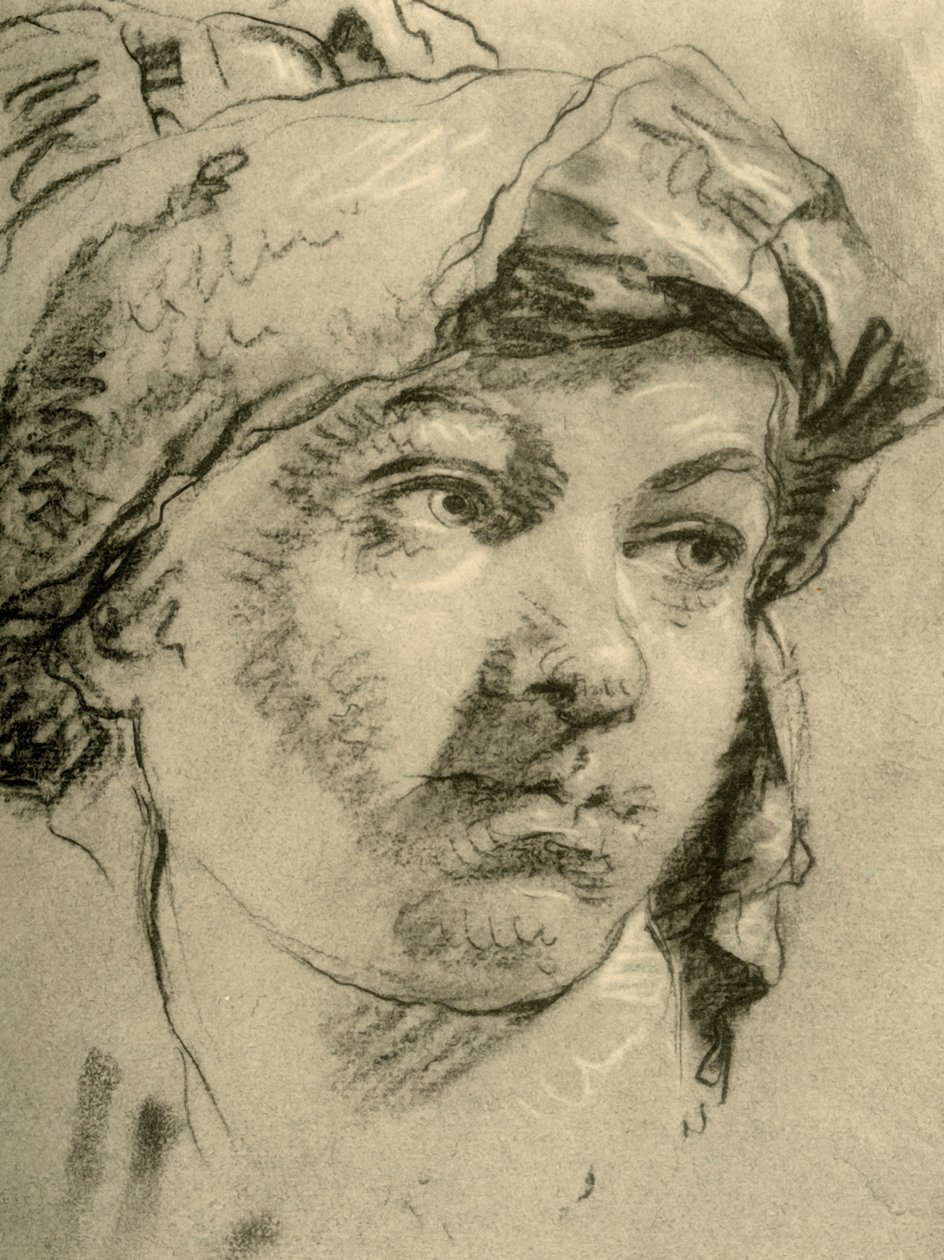 Head of a Girl with a Turban, mitten av 1700-talet, 1928 av Giovanni Battista Tiepolo