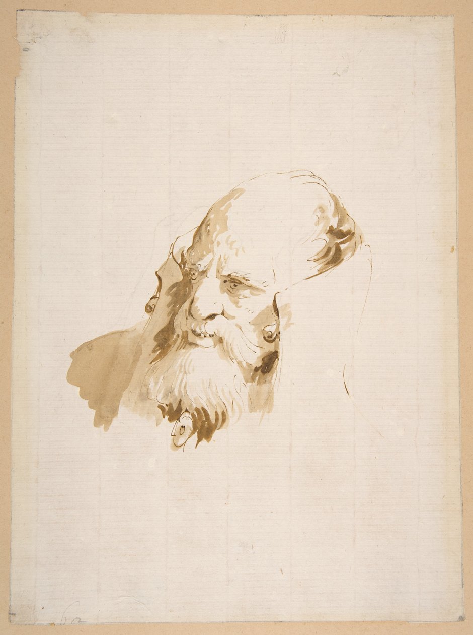 Huvudet på en man med hög krage av Giovanni Battista Tiepolo