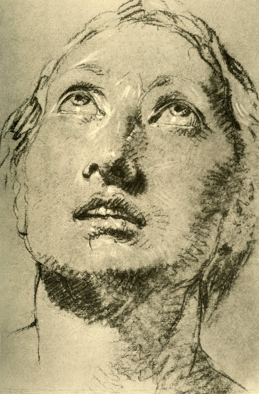 Chef för en ung kvinna, tittar upp, c1755, 1928 av Giovanni Battista Tiepolo