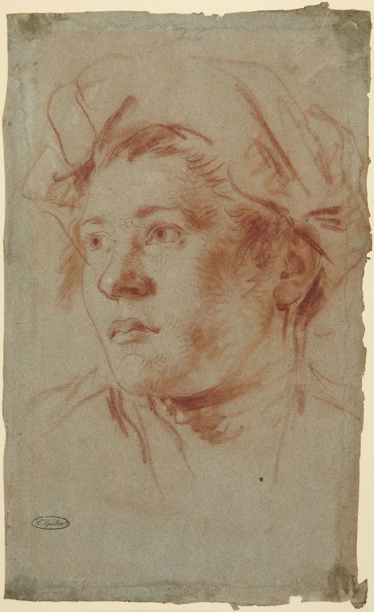 Huvud av en ung man med hatt av Giovanni Battista Tiepolo
