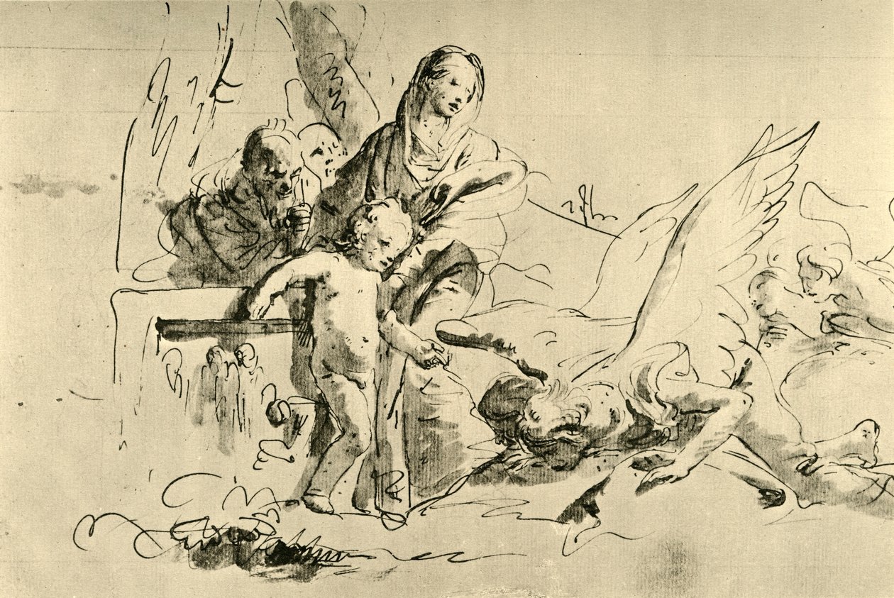 Helig familj och änglar, mitten av 1700-talet, 1928 av Giovanni Battista Tiepolo