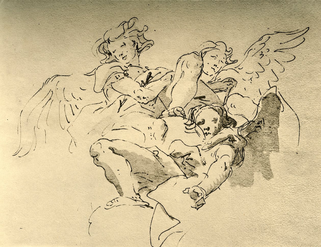Svävande änglar, mitten av 1700-talet, 1928 av Giovanni Battista Tiepolo