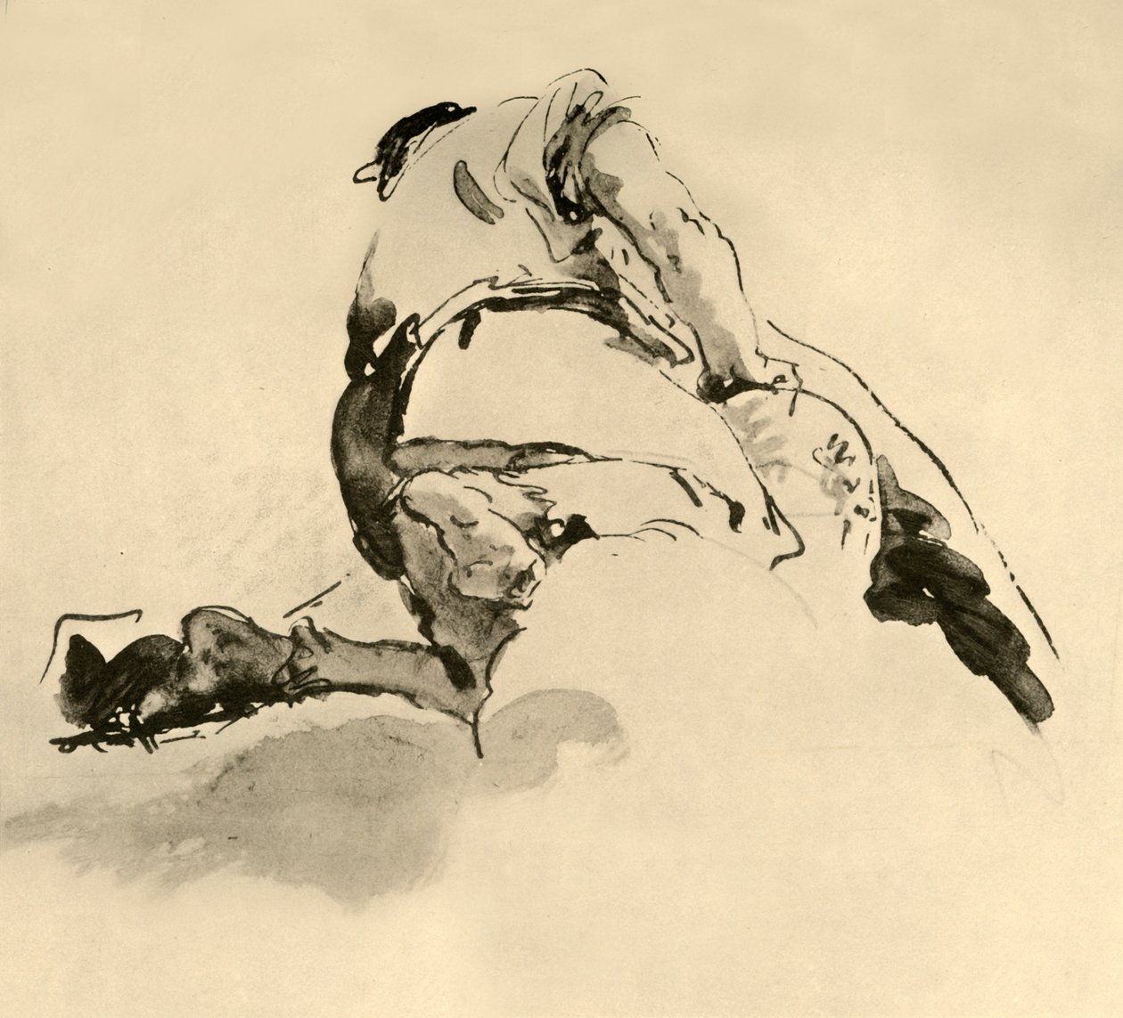 Knästående figur sedd bakifrån, mitten av 1700-talet, 1928 av Giovanni Battista Tiepolo