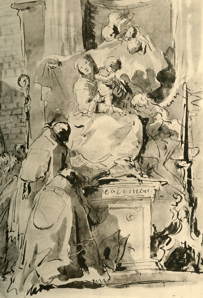 Madonna tronade och två biskopar, mitten av 1700-talet, 1928 av Giovanni Battista Tiepolo