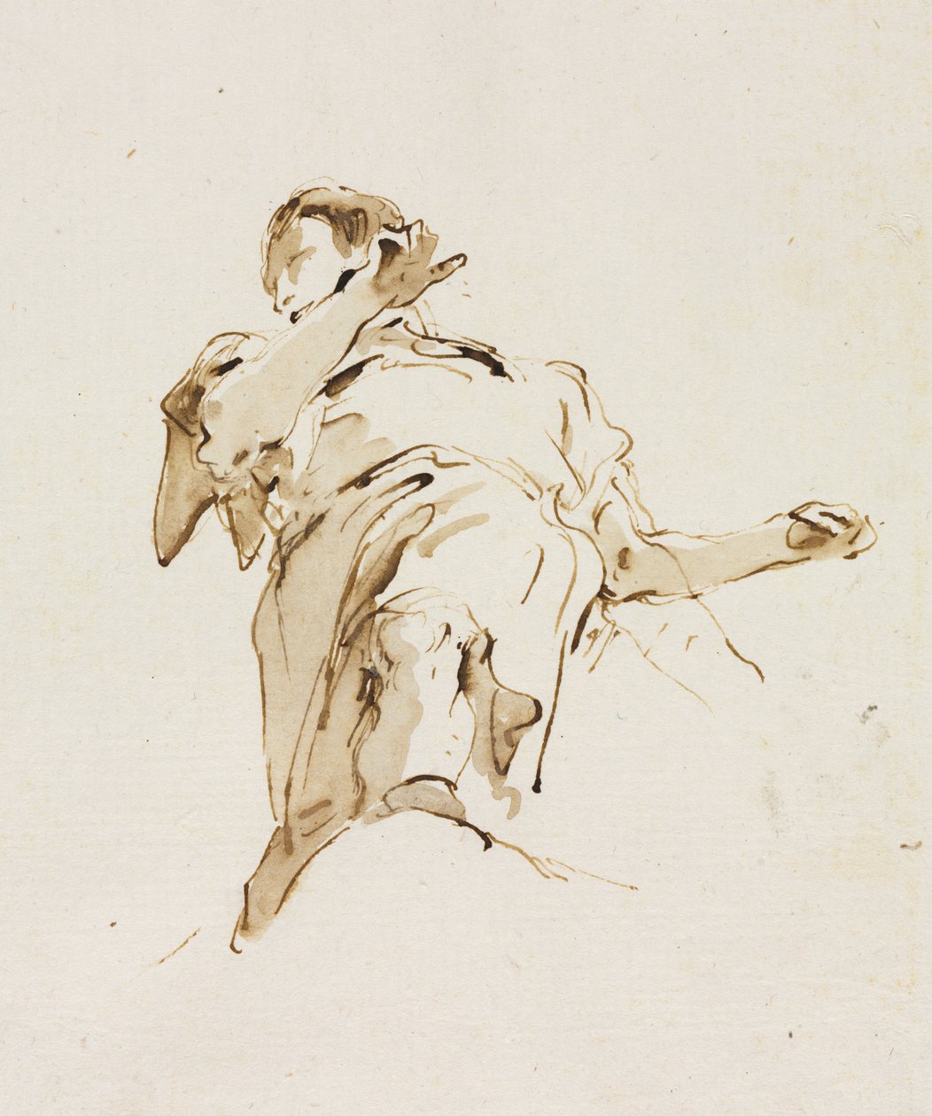 Manlig figur sedd underifrån, ca. 1740-talet. av Giovanni Battista Tiepolo