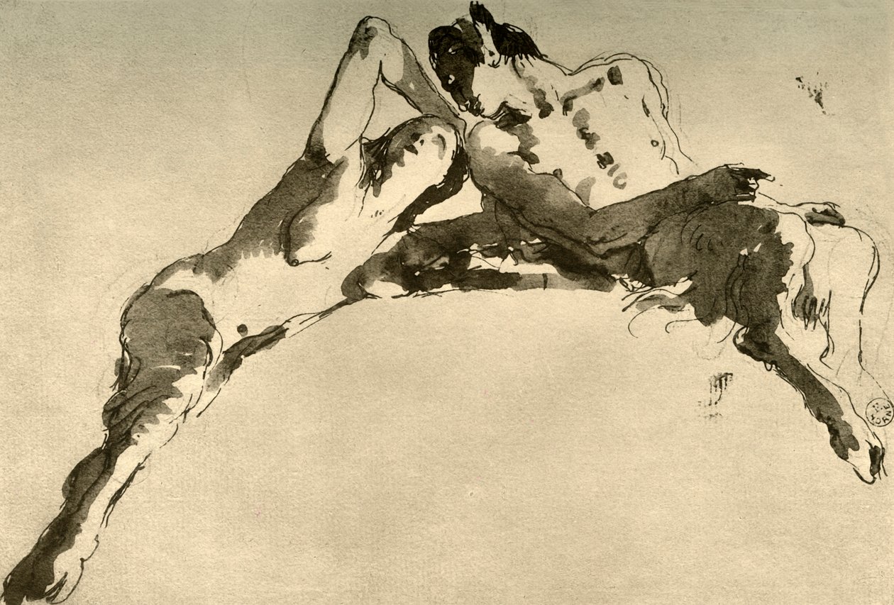Manlig och kvinnlig faun, mitten av 1700-talet, 1928 av Giovanni Battista Tiepolo