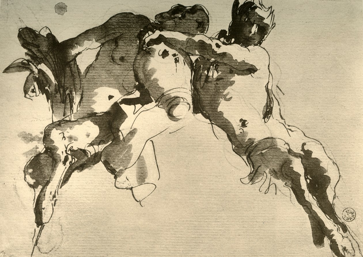 Manlig och kvinnlig faun med amfora, mitten av 1700-talet, 1928 av Giovanni Battista Tiepolo