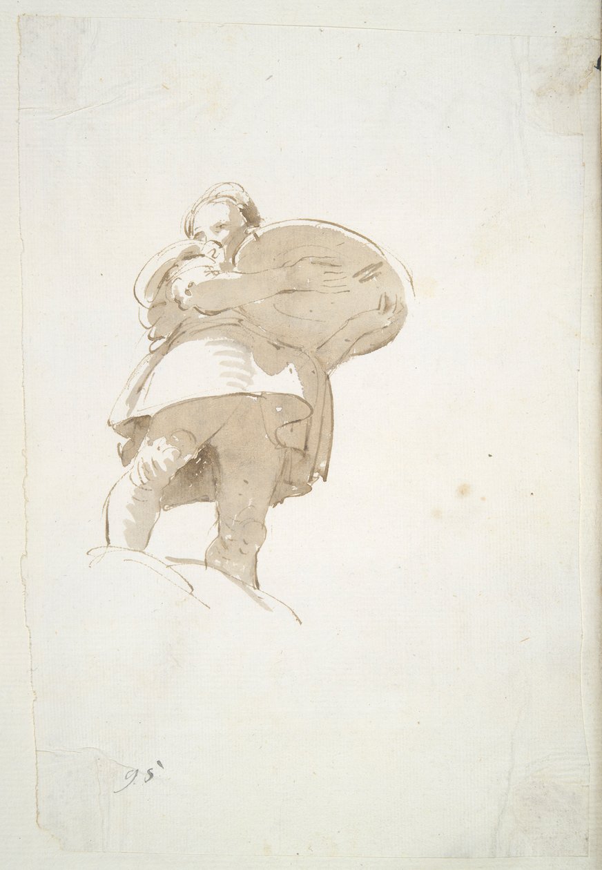 Mansfigur som bär en bricka, sedd underifrån av Giovanni Battista Tiepolo