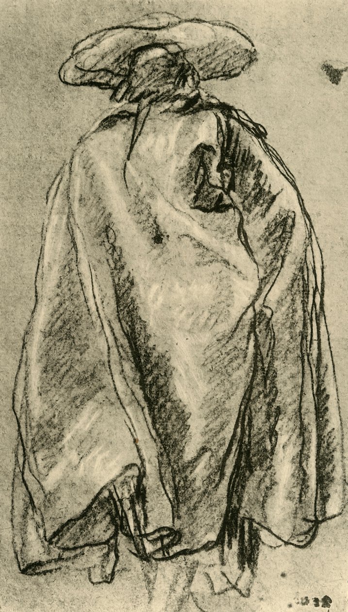 Man i en stor mantel sedd bakifrån, 1752, 1928 av Giovanni Battista Tiepolo