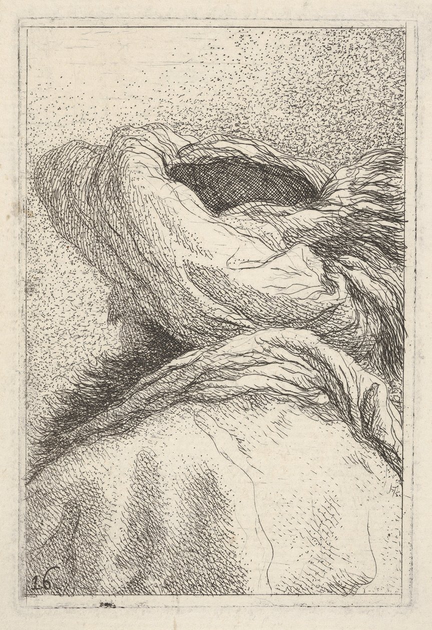 Man i turban, avbildad i bystlängd bakifrån i trekvartsvy, fr..., ca. 1770. av Giovanni-Battista Tiepolo