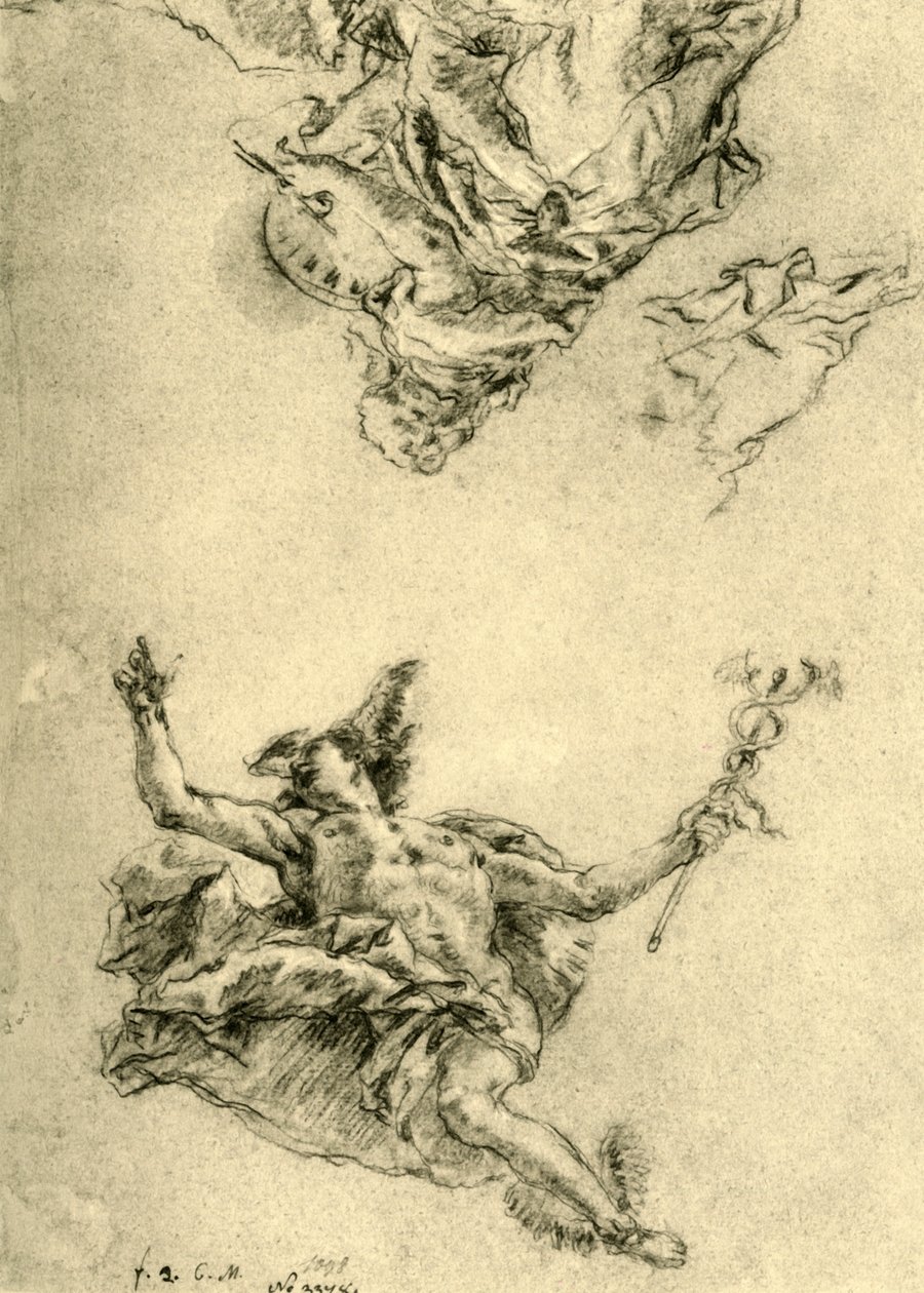 Merkurius och måleri, 1752-1753, 1928 av Giovanni Battista Tiepolo