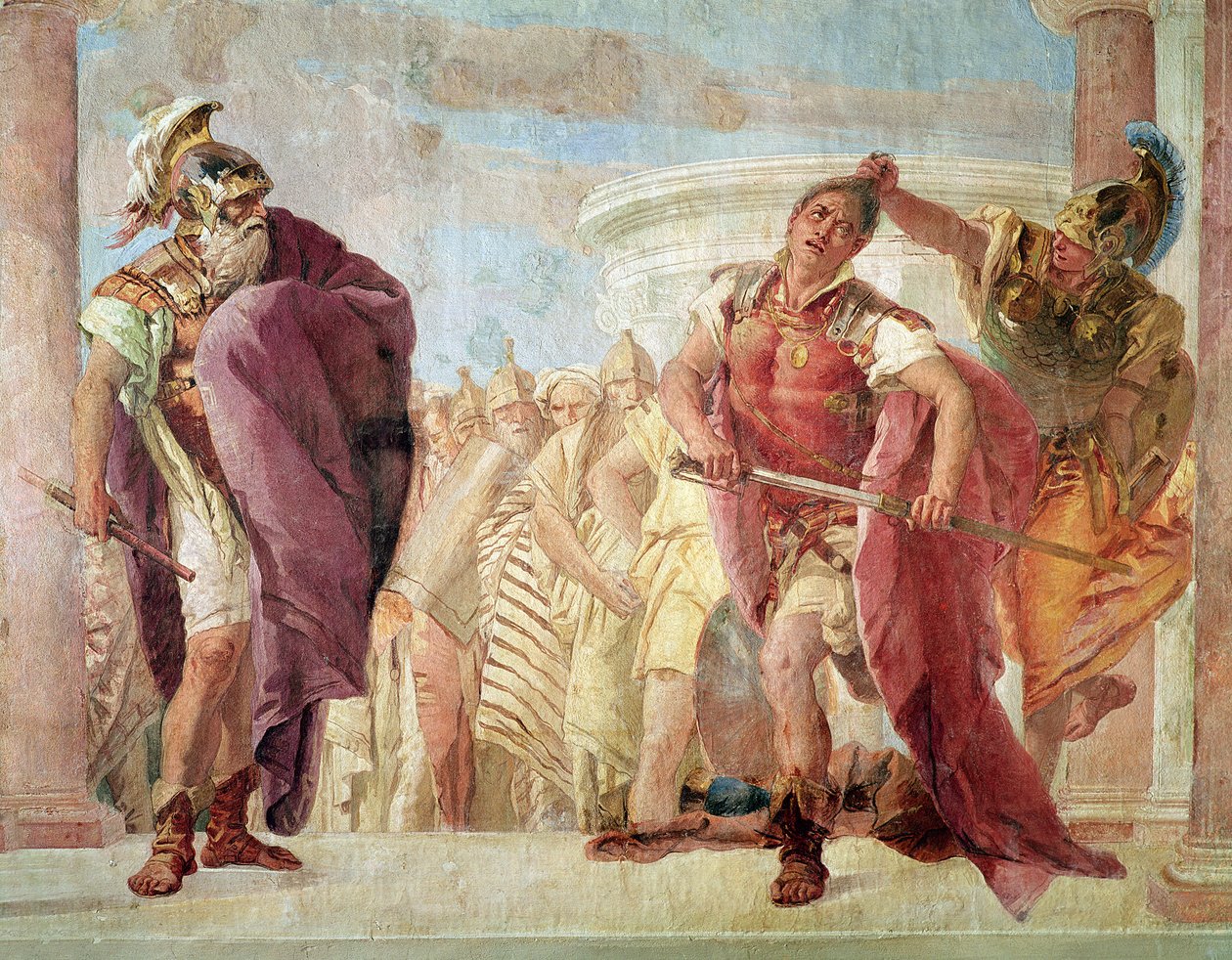 Minerva förhindrar Akilles från att döda Agamemnon, från "Iliaden" av Homer, 1757 av Giovanni Battista Tiepolo