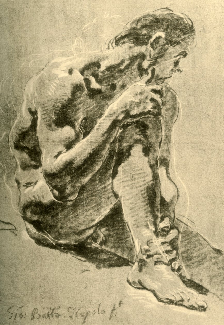 Sittande naken, 1715-1716, 1928 av Giovanni Battista Tiepolo