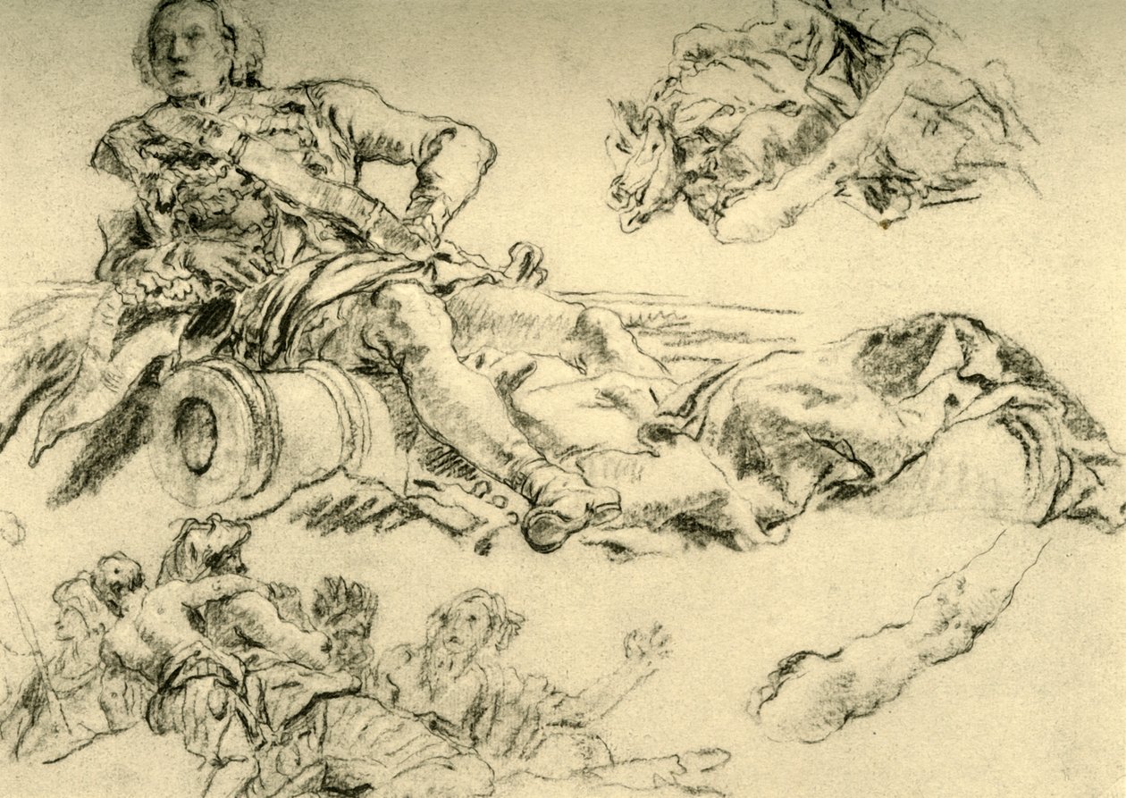 Officer slog läger bredvid en kanon, 1752-1753, 1928 av Giovanni Battista Tiepolo