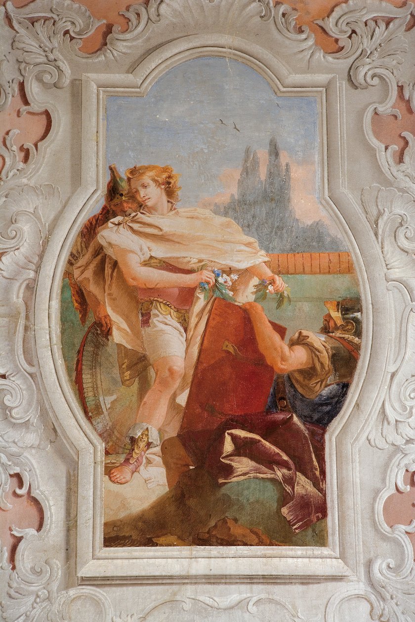 Rinaldo skäms över sitt förflutna, från Jerusalems rum levererad i Palazzina, 1757 av Giovanni Battista Tiepolo