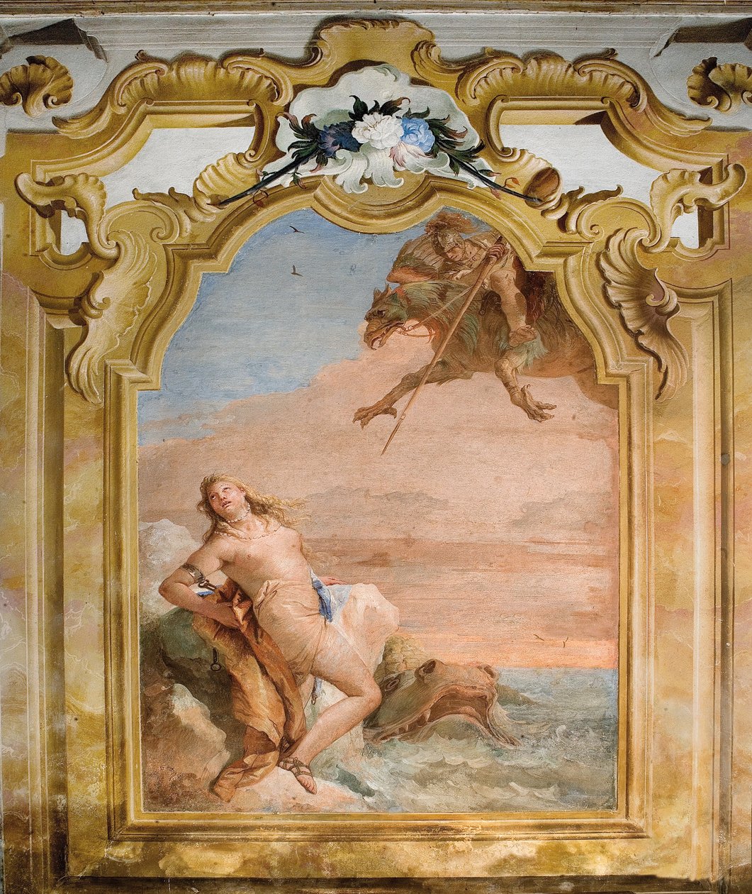 Ruggero Freeing Angelica, från Orlando Furiosos rum i Palazzina, 1757 av Giovanni Battista Tiepolo