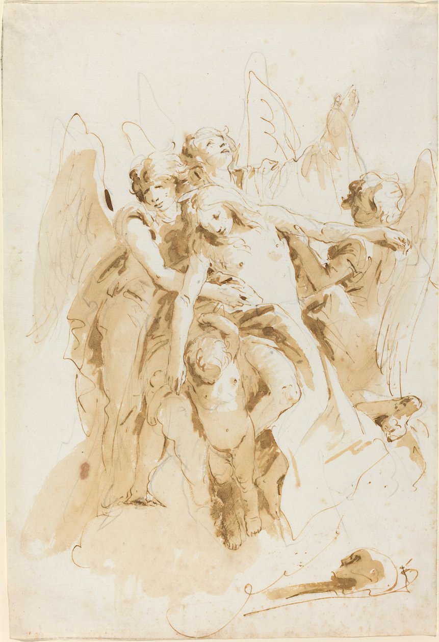 Sankta Maria Magdalena lyfts av änglar av Giovanni Battista Tiepolo
