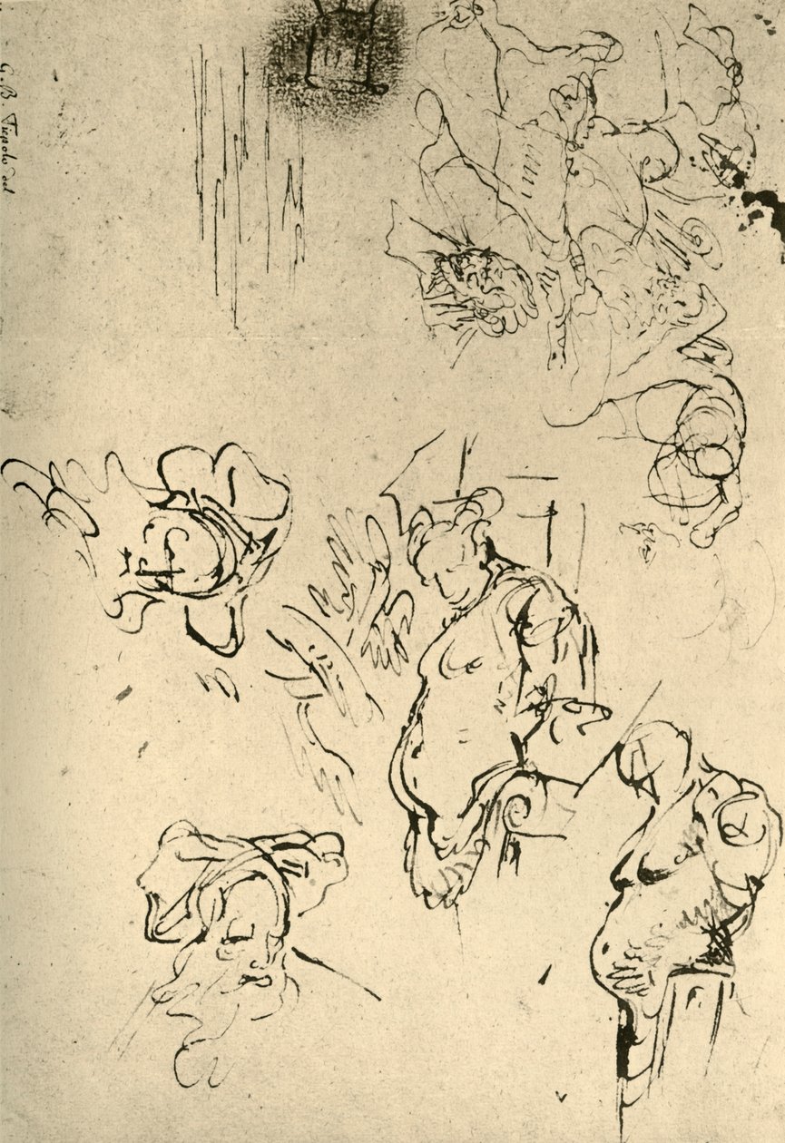 Satyr Herms and Oriental Heads, mitten av 1700-talet, 1928 av Giovanni Battista Tiepolo