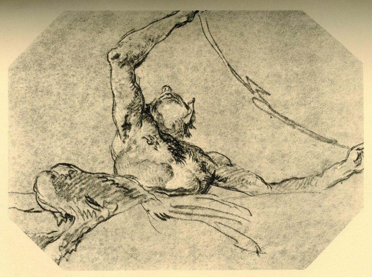 Satyr håller upp en festong, c1761, 1928 av Giovanni Battista Tiepolo
