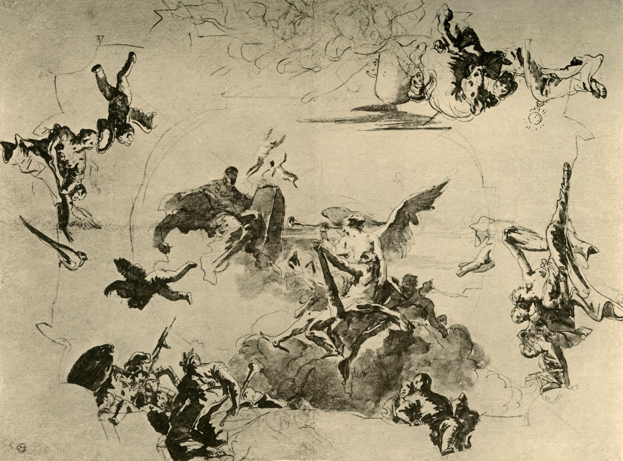 Sketch for a Ceiling Painting, mitten av 1700-talet, 1928 av Giovanni Battista Tiepolo