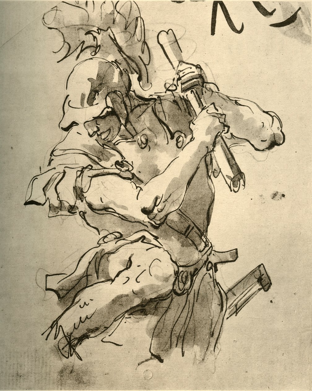 Soldat höjer armen för att slå, mitten av 1700-talet, 1928 av Giovanni Battista Tiepolo
