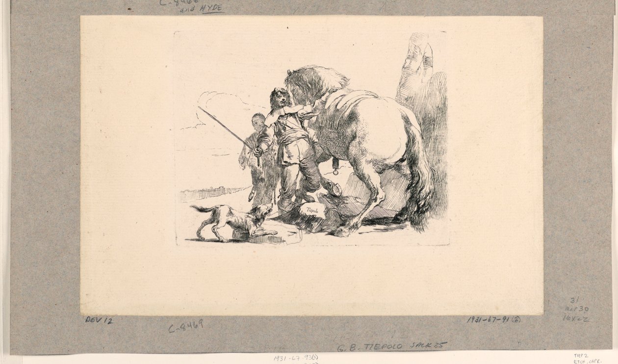 Soldat med häst och brudgum, från Vari Capricci av Giovanni Battista Tiepolo