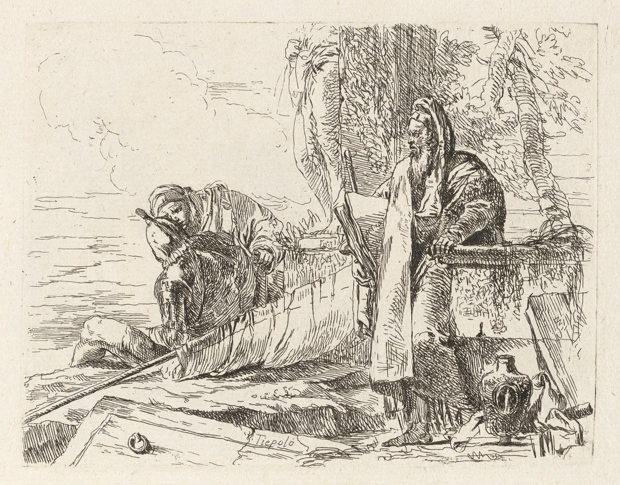 Stående filosof och två andra figurer, från Vari capricci (Various Capriccios) av Giovanni Battista Tiepolo