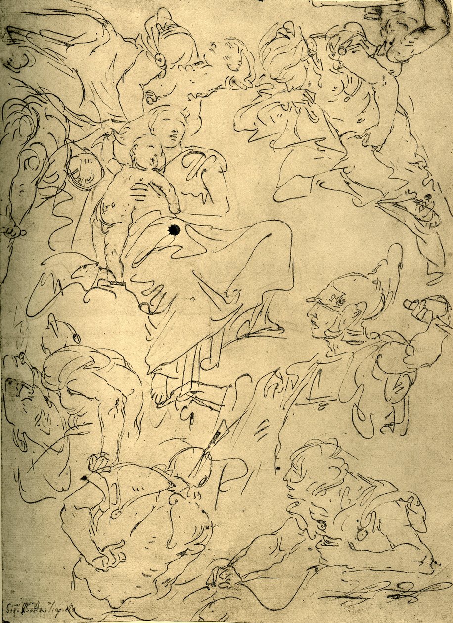 Studier för en madonna med barn och änglar, mitten av 1700-talet, 1928 av Giovanni Battista Tiepolo