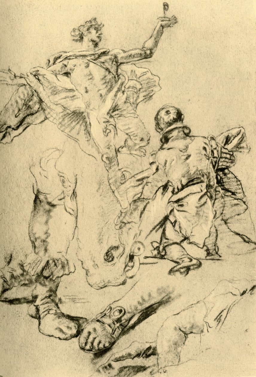 Studera för en sida i Kaisersaal, 1751-1752, 1928 av Giovanni Battista Tiepolo