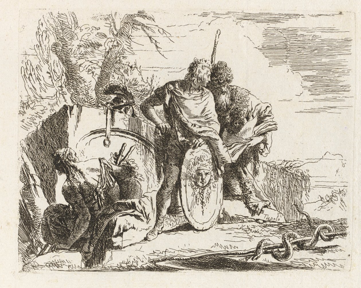 Astrologen och den unge soldaten, från Vari capricci (Various Capriccios) av Giovanni Battista Tiepolo