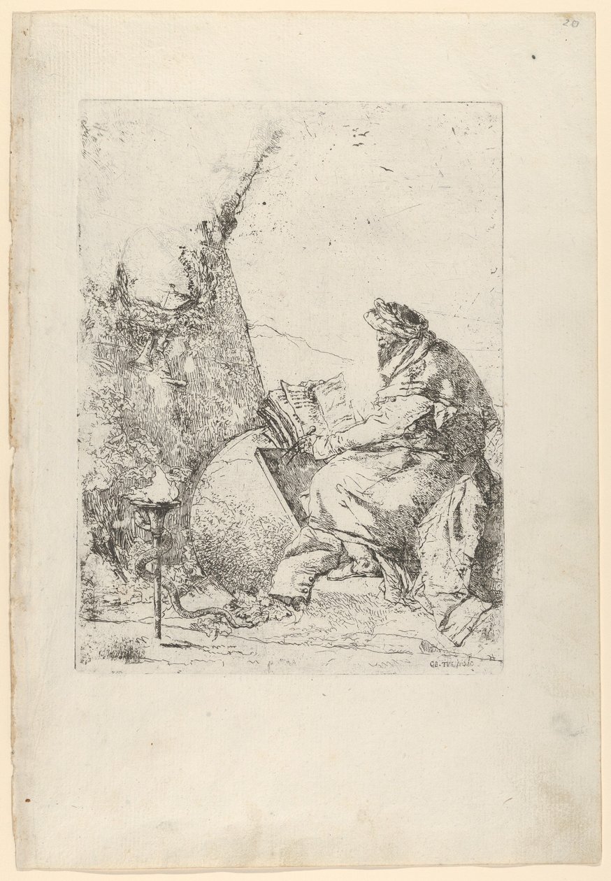 Filosofen, från Scherzi, ca. 1740. av Giovanni Battista Tiepolo