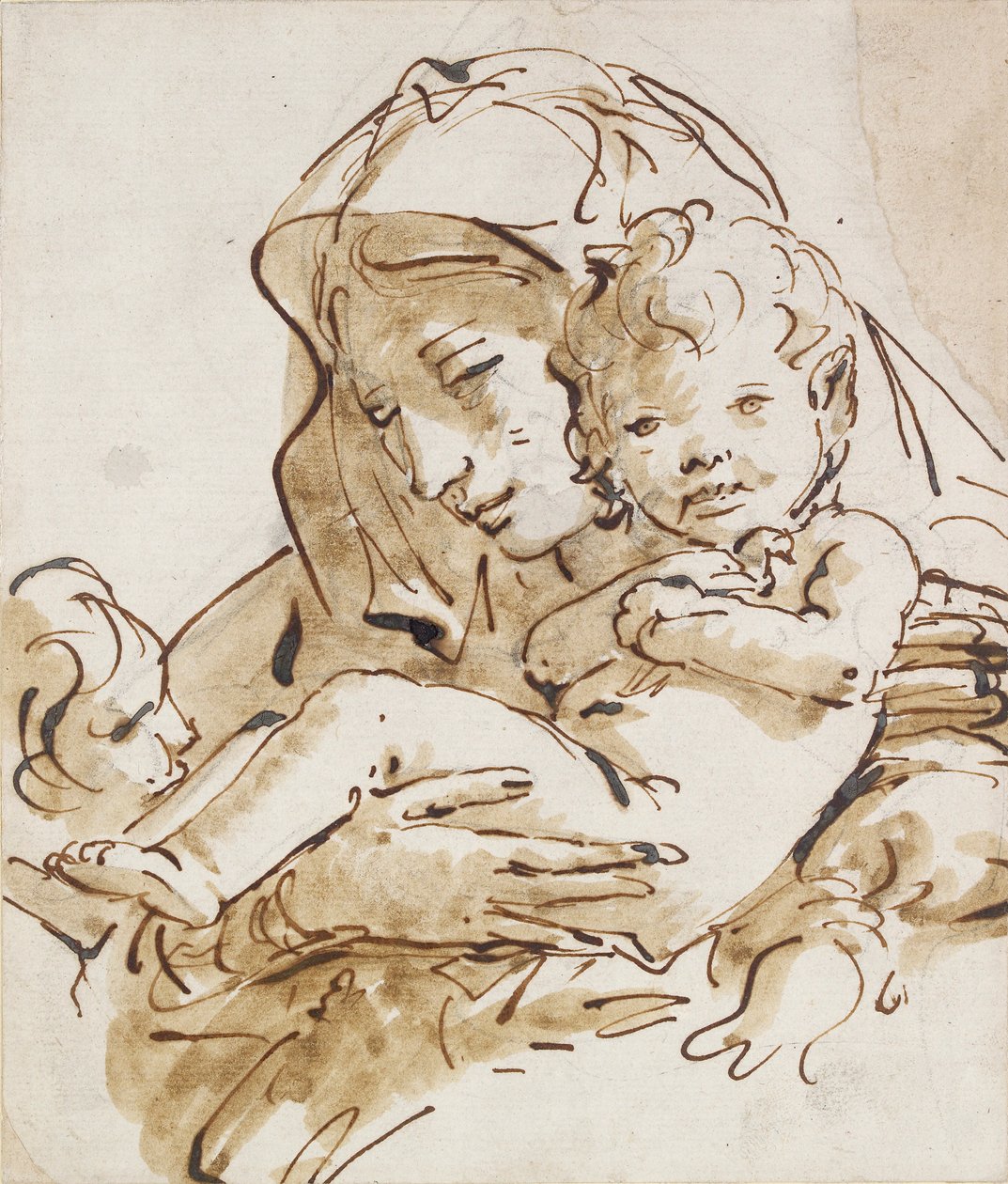 Jungfrun och barnet med spädbarnet St John, c1770. Artister: Giovanni Battista Tiepolo, St John the Evangelist. av Giovanni Battista Tiepolo