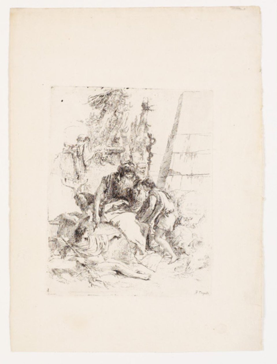 Två sittande trollkarlar och två ungdomar av Giovanni Battista Tiepolo
