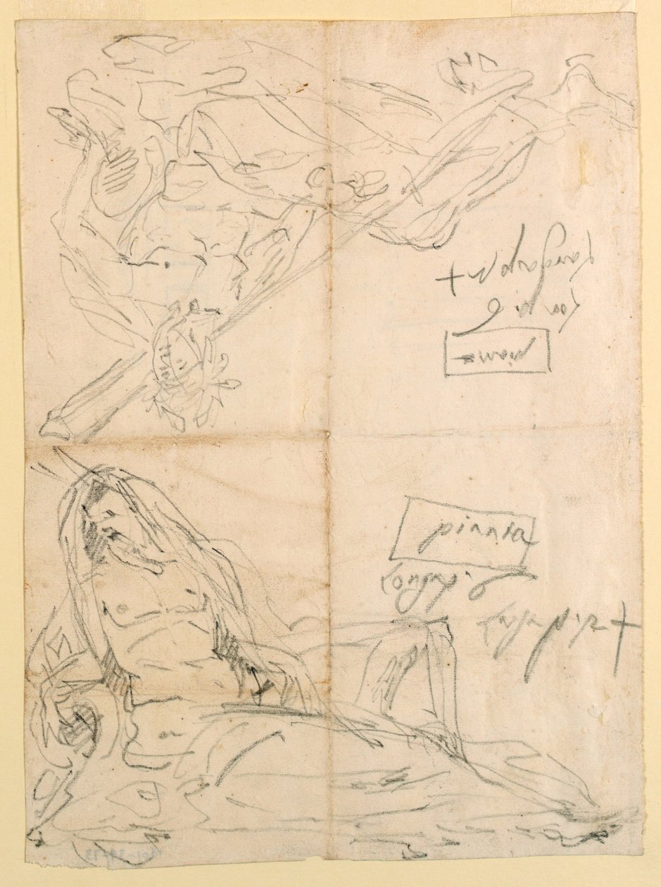 Två skisser av flodgudar av Giovanni Battista Tiepolo