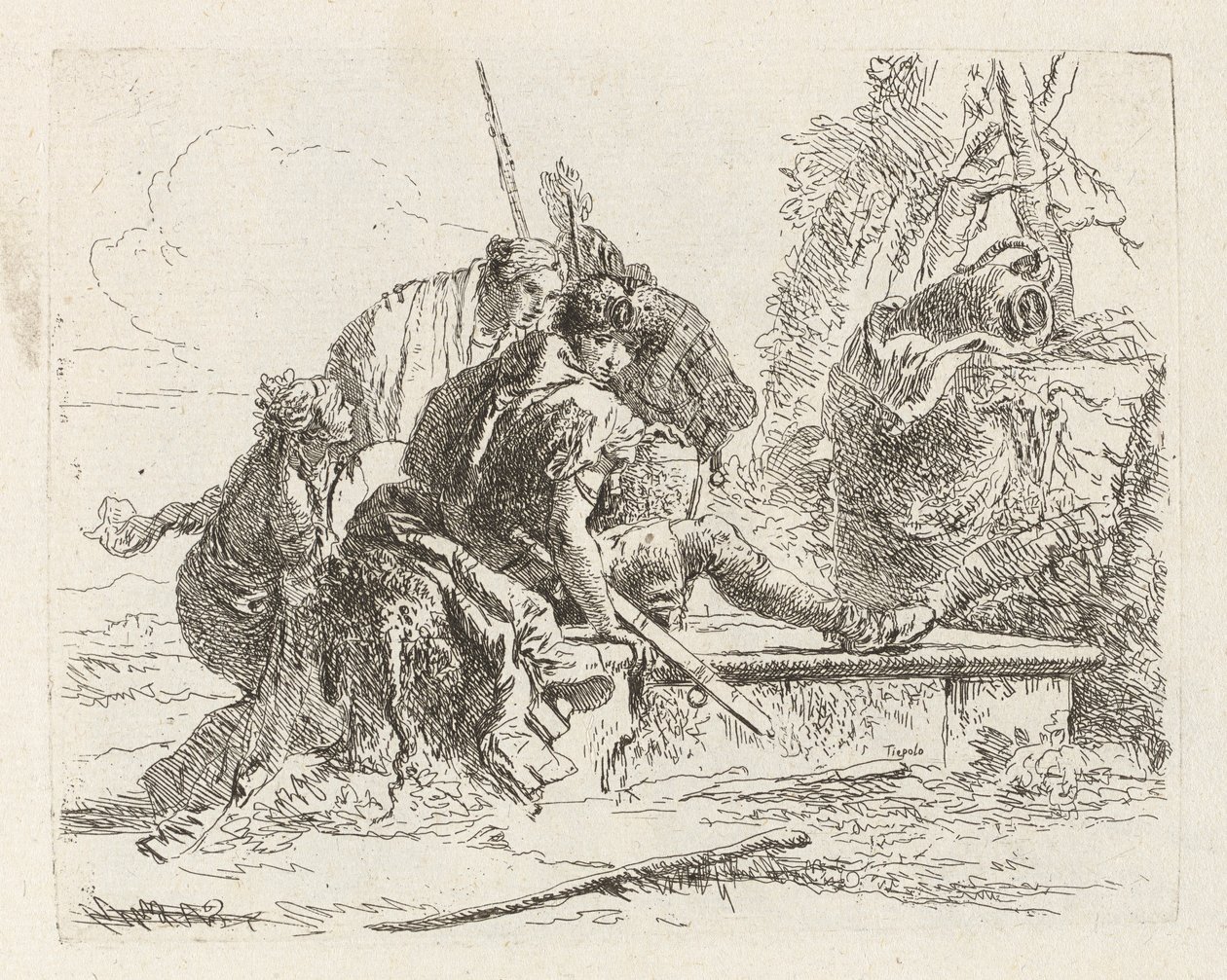 Två soldater och två kvinnor, från Vari capricci (Various Capriccios) av Giovanni Battista Tiepolo
