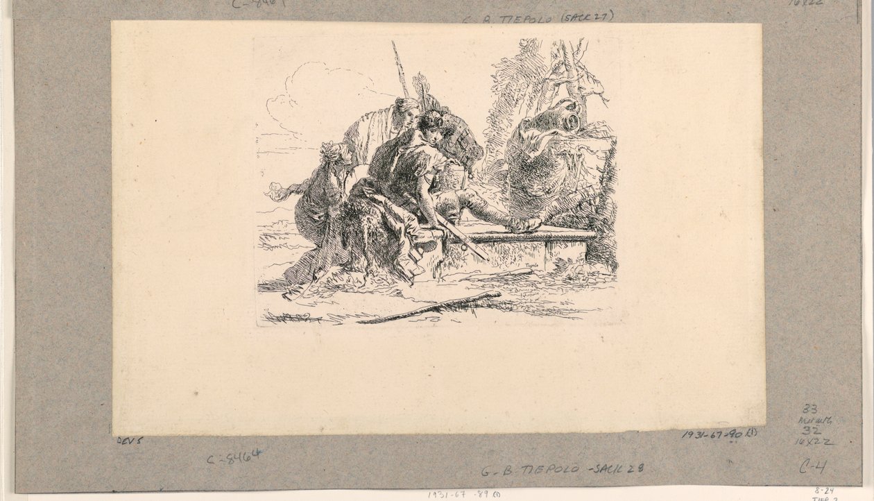 Två soldater och två kvinnor, från Vari Capricci av Giovanni Battista Tiepolo