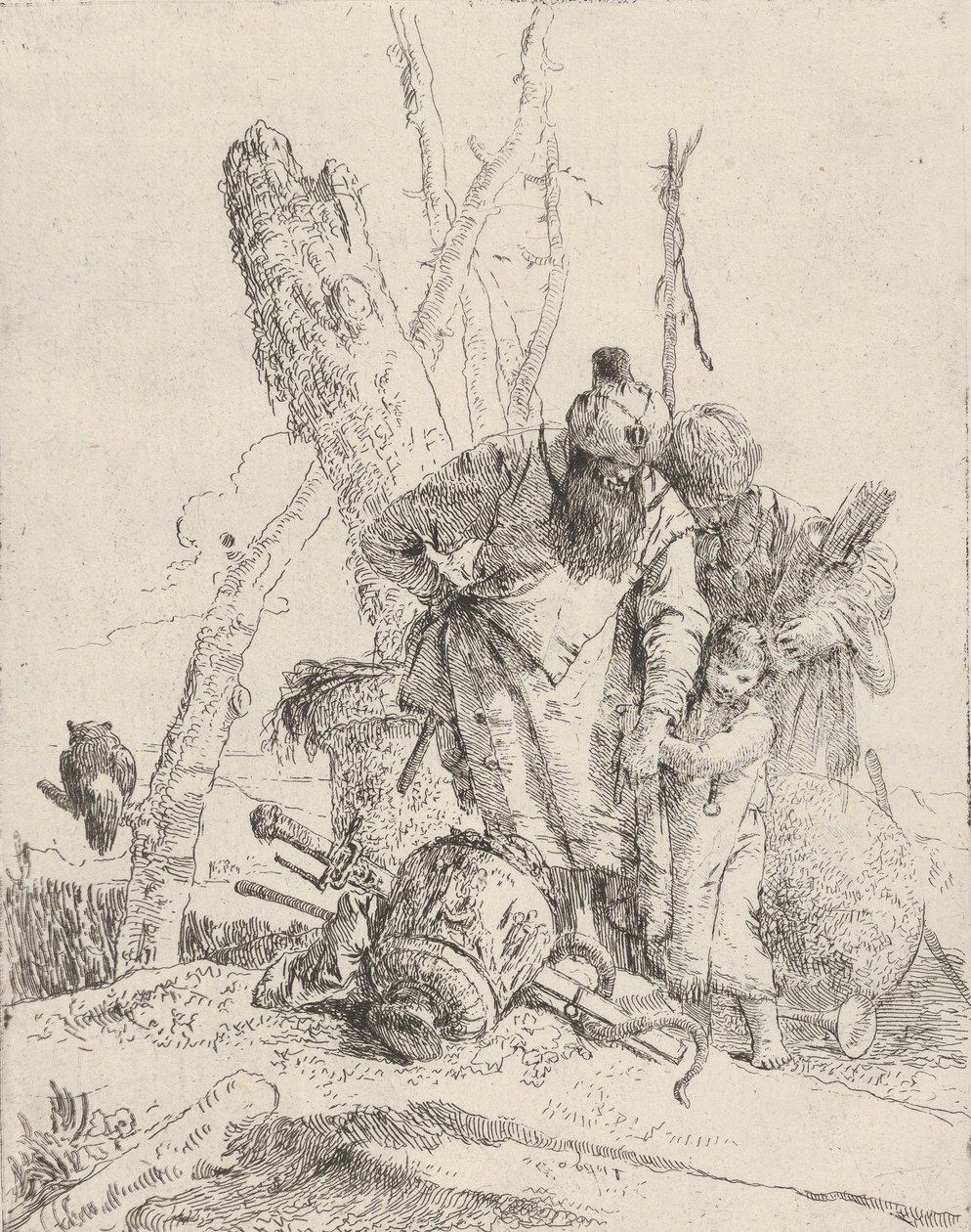 Två astrologer och en pojke, från Scherzi, ca. 1743-50. av Giovanni Battista Tiepolo
