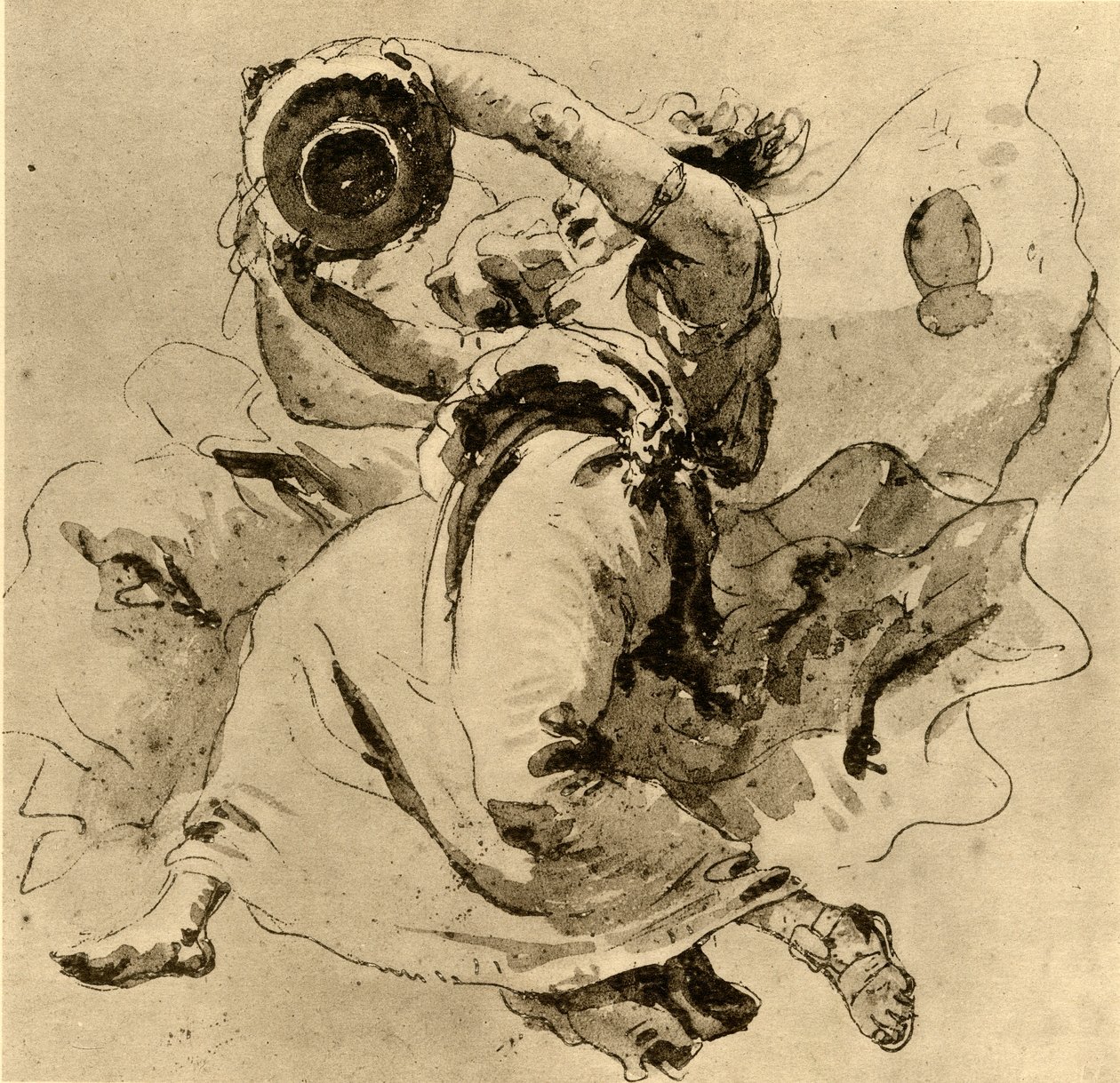 Två genier som håller en burk, mitten av 1700-talet, 1928 av Giovanni Battista Tiepolo