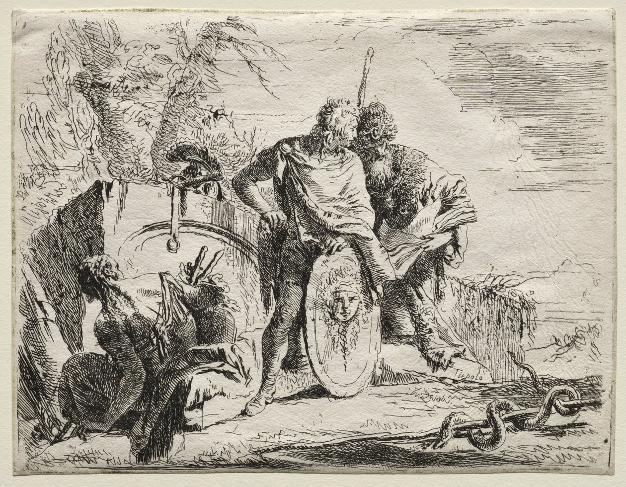 Olika Caprices: Astrologen och den unge soldaten. av Giovanni Battista Tiepolo