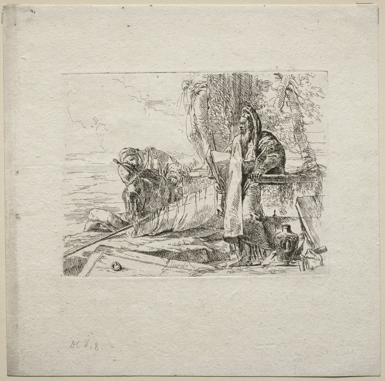 Olika Caprices: Filosofen som står med bok av Giovanni Battista Tiepolo