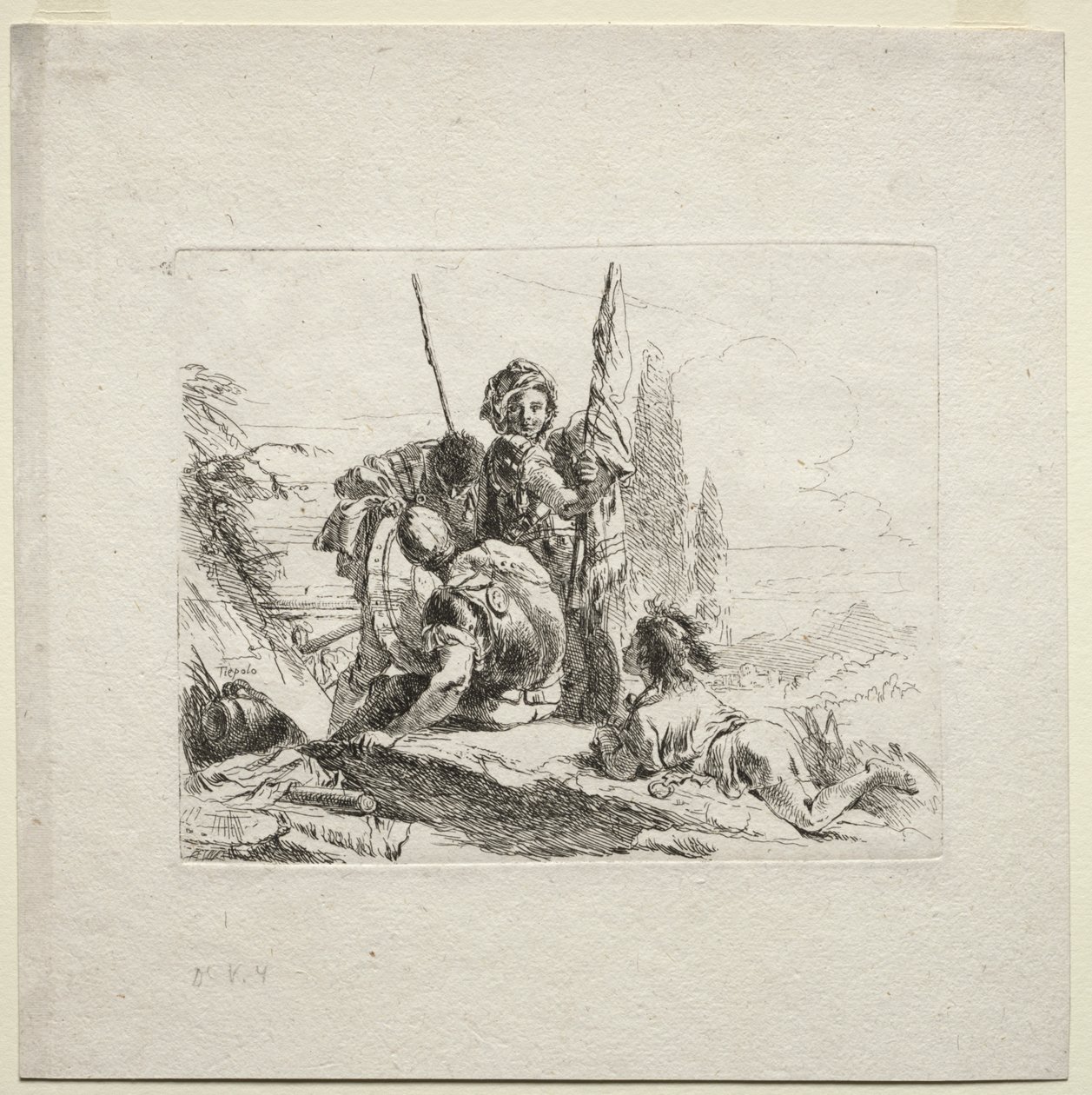 Olika Caprices: De tre soldaterna och pojken av Giovanni Battista Tiepolo