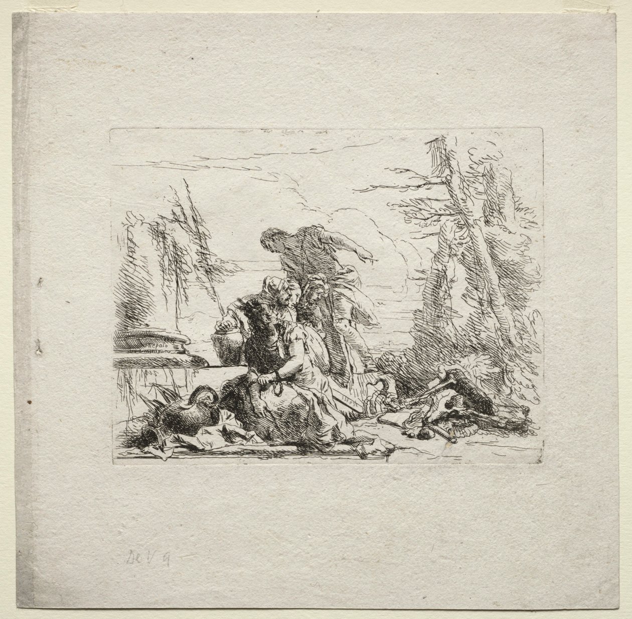 Olika Caprices: Kvinnan i handbojor, 1785. av Giovanni Battista Tiepolo